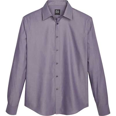 Jos. A. Bank Men's Traveler Collection Slim Fit Spread Collar Sport Shirt Purple Wine Melange Chevron