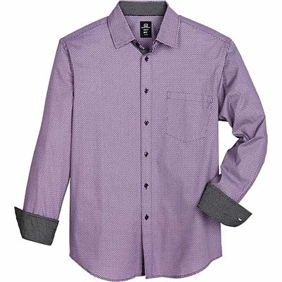 Collection by Michael Strahan Men's Michael Strahan Modern Fit Spread Collar Sport Shirt Purple Mini Geo