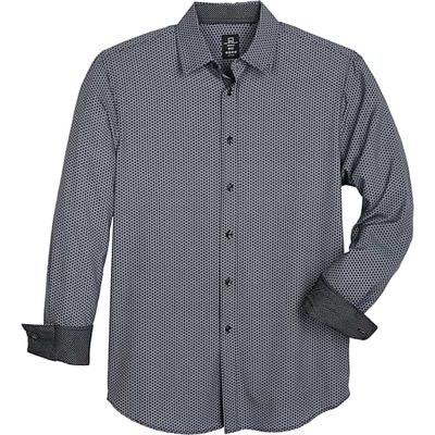 Collection by Michael Strahan Men's Michael Strahan Modern Fit Hidden Button-Down Collar Sport Shirt Black Circle
