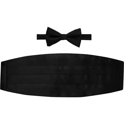 Joseph Abboud Men's Black Bow Tie & Cummerbund Set