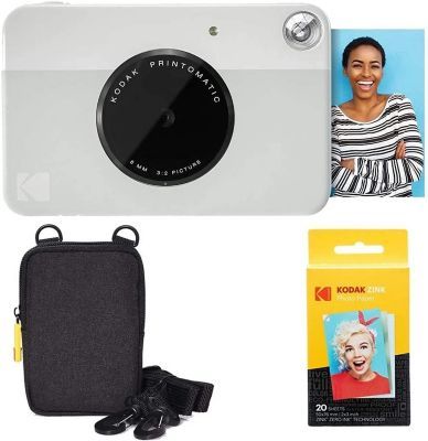 Printomatic Instant Camera Basic Bundle + Zink Paper (20 Sheets) + Deluxe Case