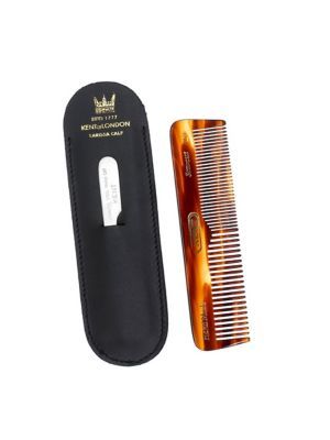 K-nu19 Comb, Coarse/fine Tooth With Leather Case & Metal File (110mm/4.3in)