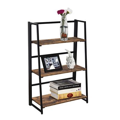 Folding 3-tier Ladder Bookshelf, No-assembly Bookcase Corner Rack