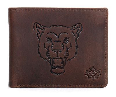 Men's Rfid Blocking Leather Wallet With Mountain Lion