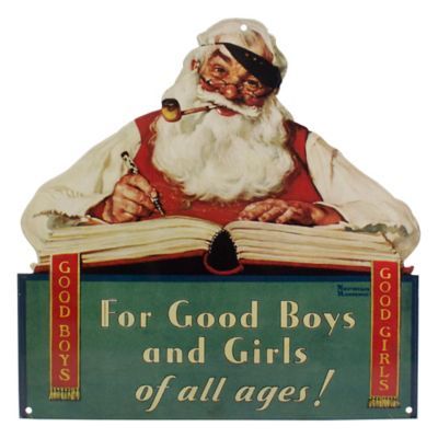 12.5" Norman Rockwell 'no Christmas Problem Now' Tin Wall Art