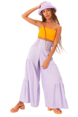 Wide Leg Pants With Button