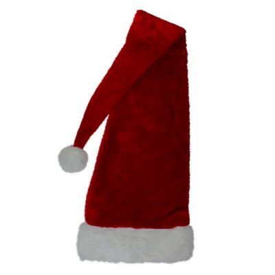 60" Red And White Plush Adult Christmas Santa Hat - One Size