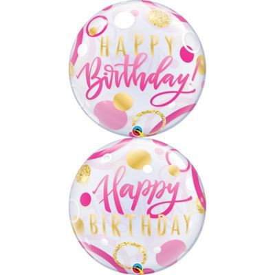 22" Polka Dot Happy Birthday Bubble Balloon