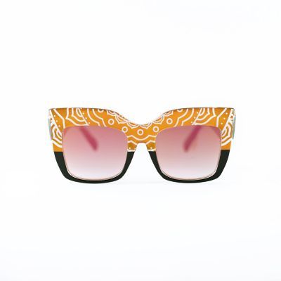 Amal Oversized Pink Gold Women's Cat Eye Reflectors Sunglasses