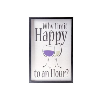 Wood Rectangle Wall Art Framed With Printed "why Limit Happy To An Hour" Design Painted Finish White