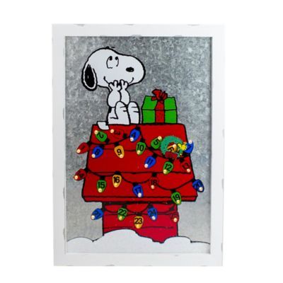 16" Led Snoopy Countdown To Christmas Calendar With Wreath Marker