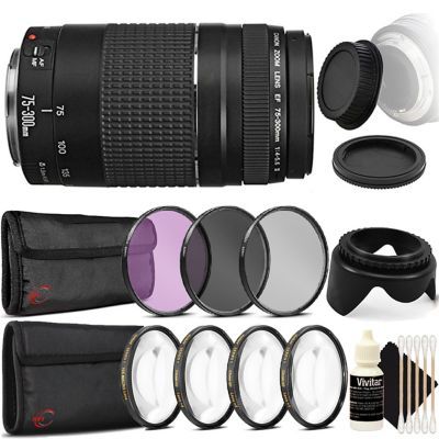 Ef 75-300mm F/4-5.6 Iii Lens + 58mm Filter Kit + Macro Kit + Tulip Lens Hood + Accessory Bundle