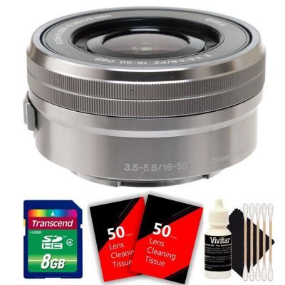 E Pz 16-50mm F/3.5-5.6 Oss Silver Lens + 8gb Memory Card + 100 Lens Tissue + 3pc Cleaning Kit