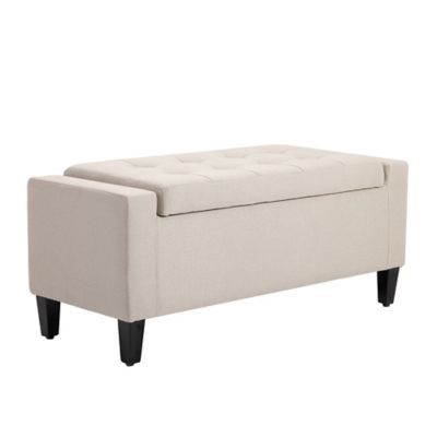 Linen-touch Fabric Flipping Top Storage Bench