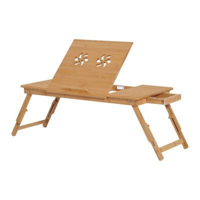 28.3" L Bamboo Laptop Desk With Tilt Top