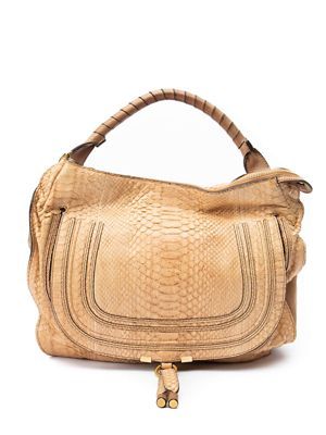 Pre-owned Chloé Women's Beige Python Leather Marcie Hobo Bag
