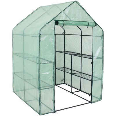 Grandeur Walk-in Greenhouse With 4 Shelves For Outdoors - Green