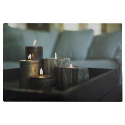 Led Lighted Faux Driftwood Flickering Candles Canvas Wall Art 15.75" X 23.5"