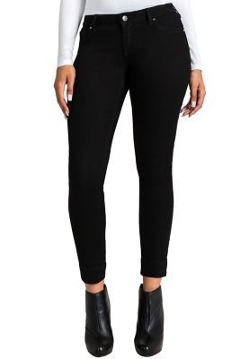 Women's Curvy Fit Black Rinse Denim Basic Skinny Ankle Jeans