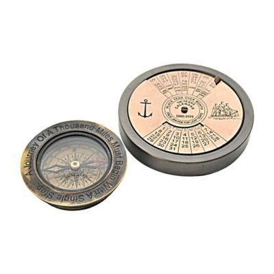 Decorative 100 Year Calendar & Compass Quote - Set Of 2