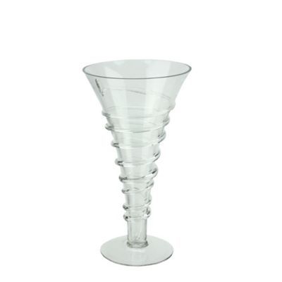 11.75" Clear Transparent Glass Spiral Trumpet Vase