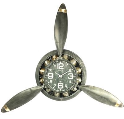 Metal Airplane Propeller Wall Décor Clock, vintage Wrought Iron Aviation Clock Wall Art Décor