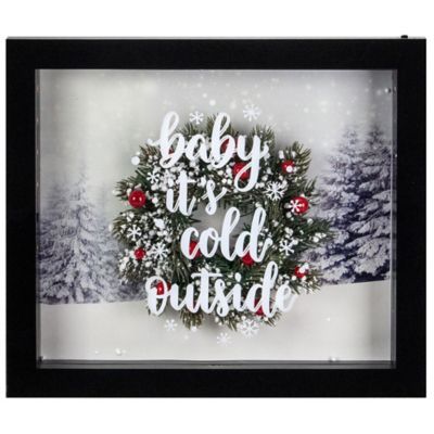 14" Black Framed 3d "baby It's Cold Outside" Christmas Led Decor Box