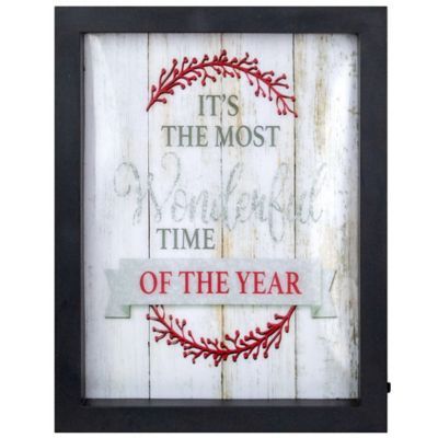 9" Black Framed "its The Most Wonderful Time Of The Year" Led Christmas Wall Art