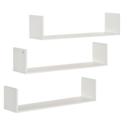 Wall Mounted Wooden Floating Shelves Set Of 3