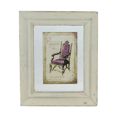 7.25" X 6" Decorative Antique Style Beige And Victorian Chair Print Framed Wall Art