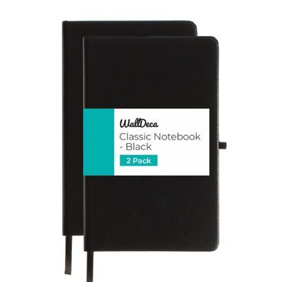 Classic Lined Notebook Journal, Hard Cover, 240 Pages, Ruled 8.25 X 5 Inches (2-pack: Black)