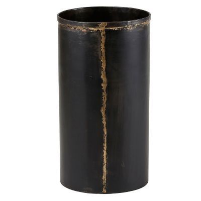 8" Black And Bronze Round Decorative Iron Vase