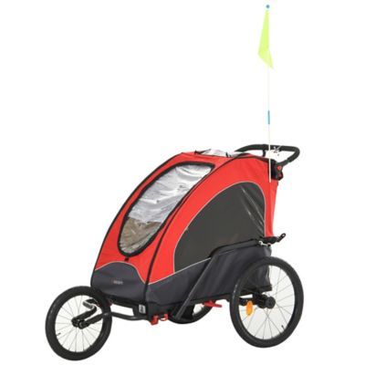 Child Bike Trailer 3 In1 Foldable Jogger Stroller 2-seater Baby Stroller