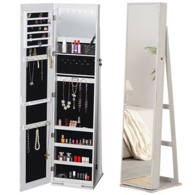 Jewelry Armoire With Mirror And 6 Led Lights