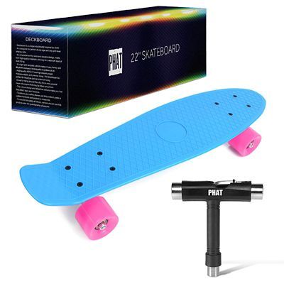 22" Complete Plastic Retro Mini Skateboard Cruiser Street Surfing Skate Banana Board