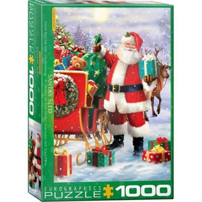 1000 Piece Puzzle (santa With Sled By Simon Tread)