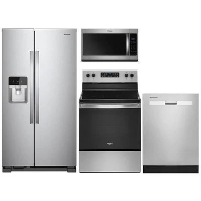 Whirlpool 4 Pc. Stainless Side-by-Side Kitchen Package | Electronic Express