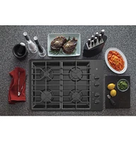 GE 30 inch Black 4 Burner Gas Cooktop | Electronic Express