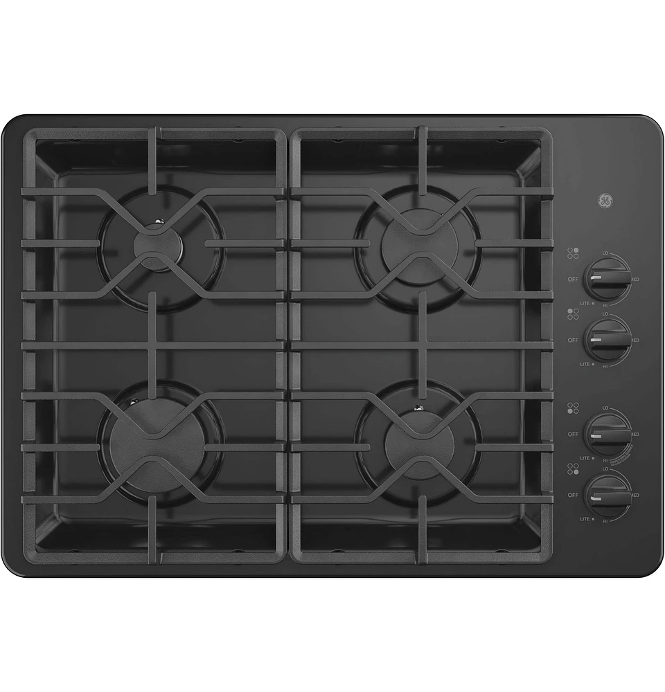 GE 30 inch Black 4 Burner Gas Cooktop | Electronic Express