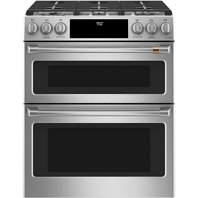 G.E. Cafe C2S950P2MS1 7 cu.ft. Stainless Dual-Fuel Double Oven Range | Electronic Express