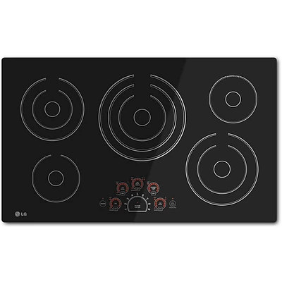 LG LCE3610SB 36 inch 5 Burner Black Electric Cooktop | Electronic Express