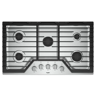 Whirlpool WCG55US6HS 36 inch Stainless 5 Burner Gas Cooktop | Electronic Express