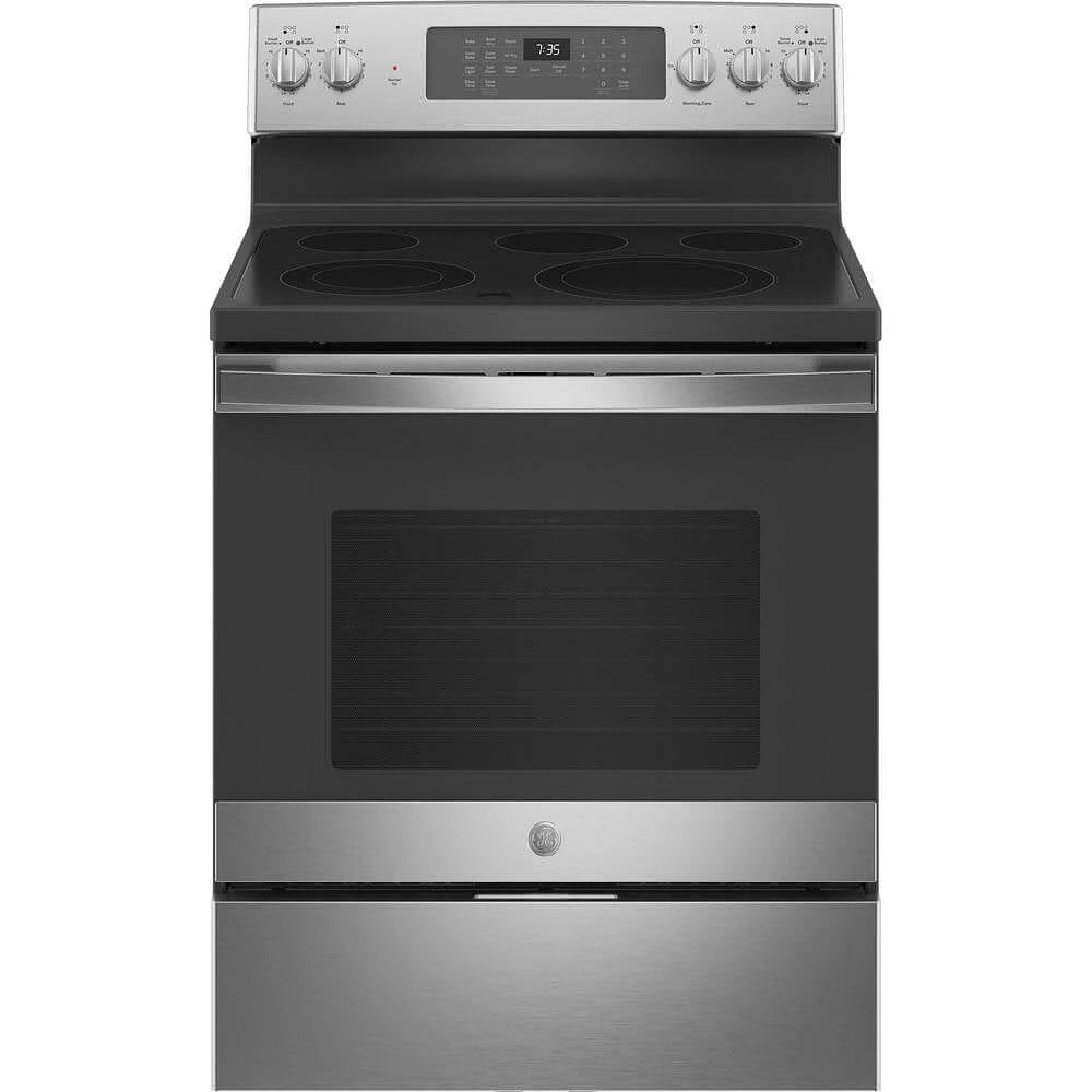 GE 5.3 Cu. Ft. Stainless Steel Electric Convection Range with Air Fry | Electronic Express