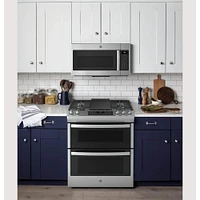 GE 6.7 Cu. Ft. Stainless Slide-In Front Control Gas Double Oven Range | Electronic Express