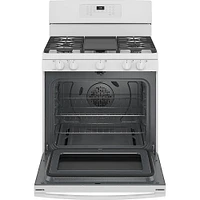 GE 5.0 Cu. Ft. White Gas Convection Range with No Preheat Air Fry | Electronic Express
