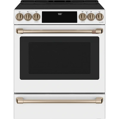 Cafe 5.7 Cu. Ft. Matte White Smart Induction and Convection Range | Electronic Express