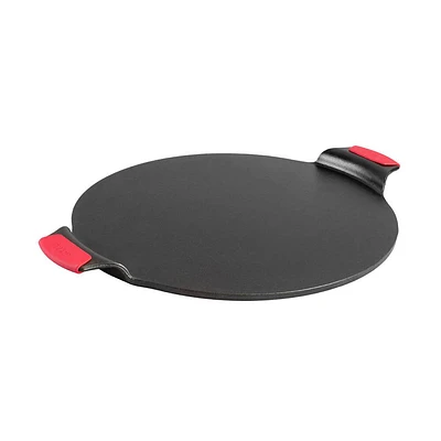 Lodge 15 inch Seasoned Cast Iron Pizza Pan with Silicone Grips | Electronic Express