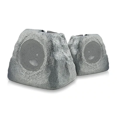 iHome Rechargeable Bluetooth Outdoor Solar Rock LED Speakers with Multilink | Electronic Express