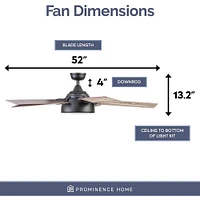 Prominence Home 51639 52 inch Potomac Smart Ceiling Fan with Light and Remote - Matte Black | Electronic Express