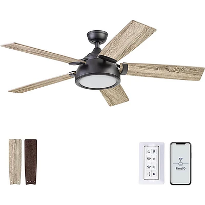 Prominence Home 51639 52 inch Potomac Smart Ceiling Fan with Light and Remote - Matte Black | Electronic Express